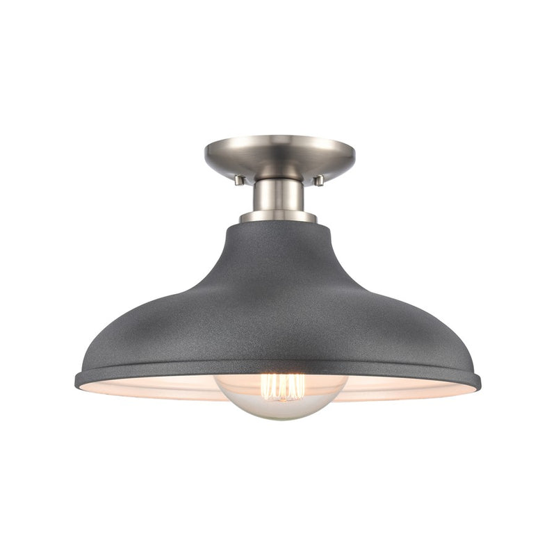 Atlas Lighting Grenville 13in 1-Light Semi-Flush Mount | Transitional Zinc and Brushed Nickel with Gray Metal Shade | Kitchen | Model CL11891-GY