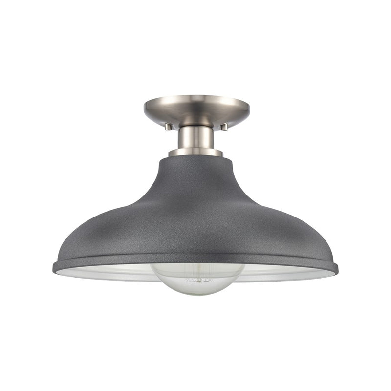 Atlas Lighting Grenville 13in 1-Light Semi-Flush Mount | Transitional Zinc and Brushed Nickel with Gray Metal Shade | Kitchen | Model CL11891-GY