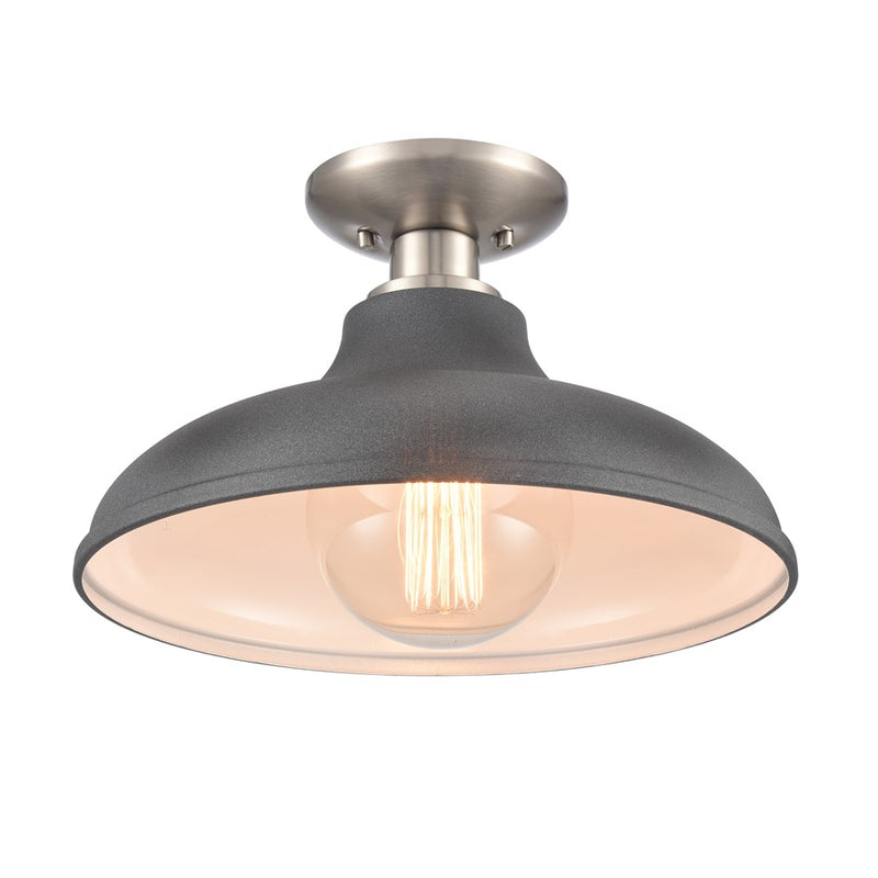 Atlas Lighting Grenville 13''W 1Lt Semi Flush Mount, Nickel/Gray