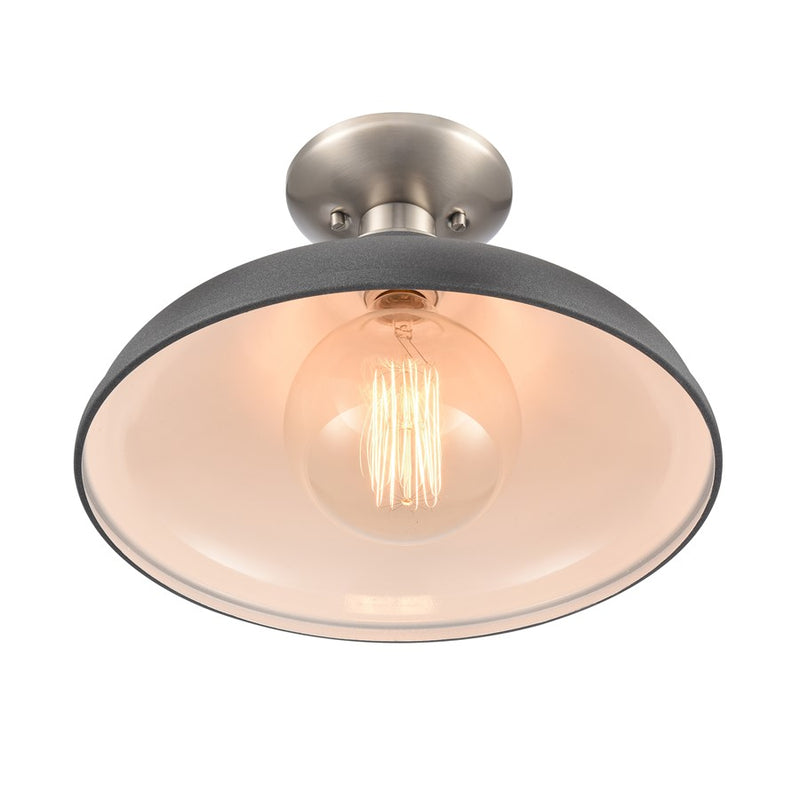 Atlas Lighting Grenville 13in 1-Light Semi-Flush Mount | Transitional Zinc and Brushed Nickel with Gray Metal Shade | Kitchen | Model CL11891-GY