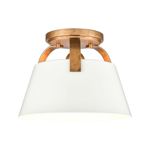 Atlas Lighting Jepson 9.5'' Wide 1Lt Semi Flush Mount, White/Gold