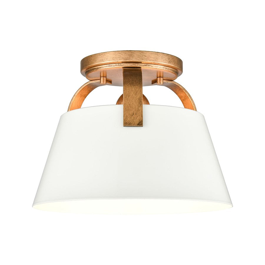 Atlas Lighting Jepson 9.5'' Wide 1Lt Semi Flush Mount, White/Gold