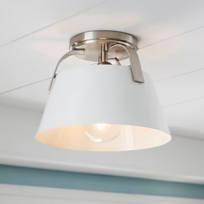 Atlas Lighting Jepson 9.5''W 1Lt Semi Flush Mount, White/Nickel