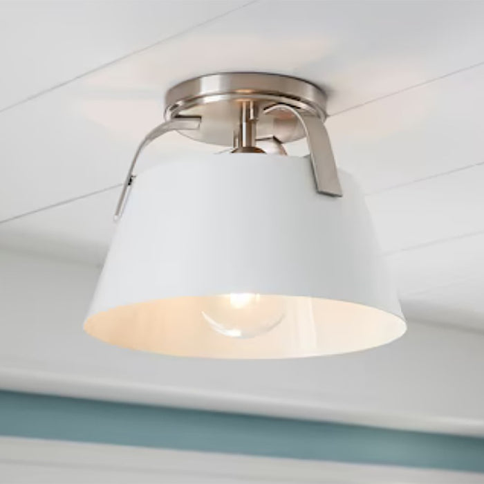 Atlas Lighting Jepson 9.5''W 1Lt Semi Flush Mount, White/Nickel