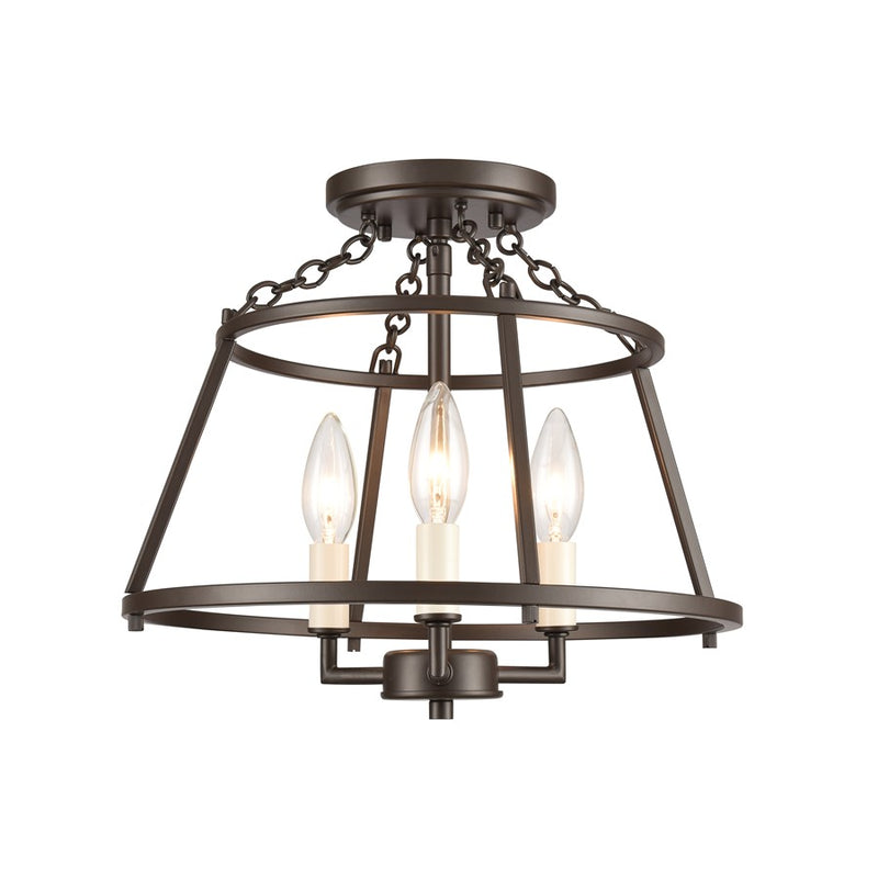 Atlas Lighting Joanie 13in 3-Light Semi Flush Mount | Transitional Old Bronze Metal | Entryway & Hallway | 13 x 13 x 11.75 in | Model CL11895-BZ