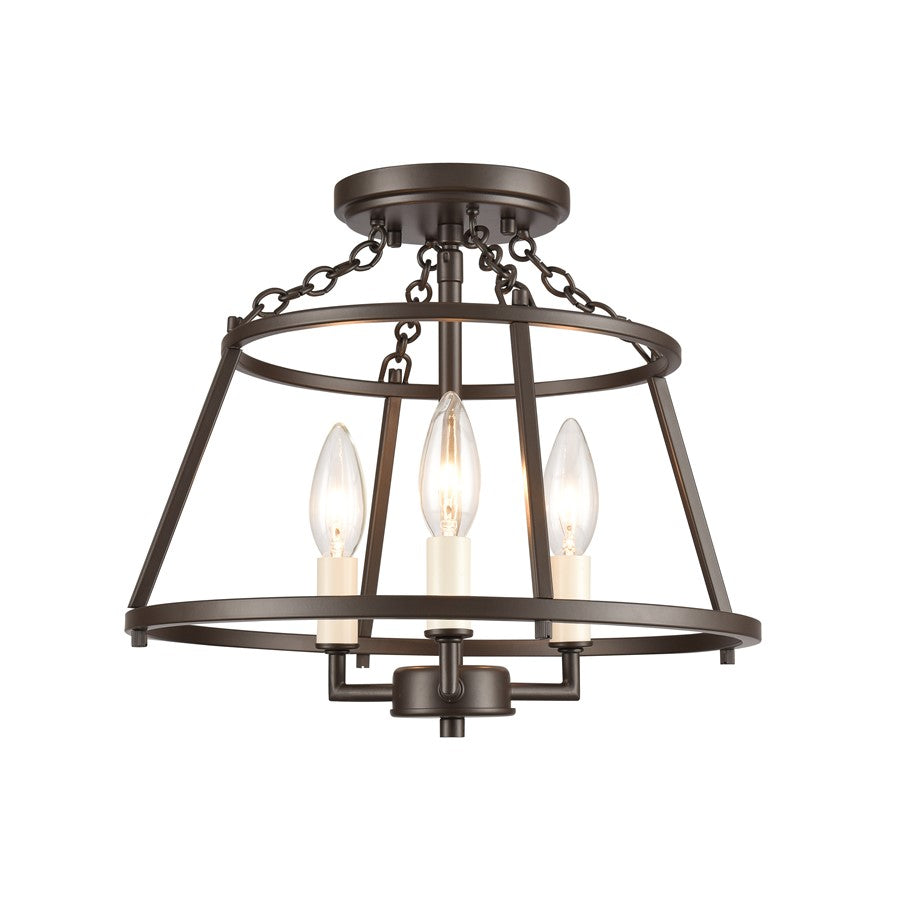 Atlas Lighting Joanie 13'' Wide 3Lt Semi Flush Mount, Old Bronze
