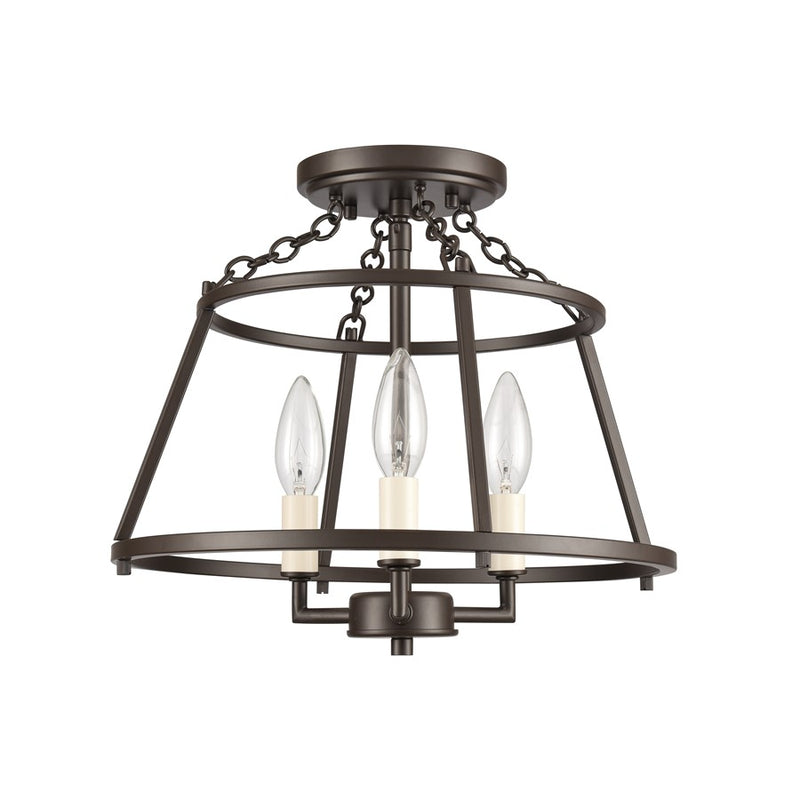 Atlas Lighting Joanie 13in 3-Light Semi Flush Mount | Transitional Old Bronze Metal | Entryway & Hallway | 13 x 13 x 11.75 in | Model CL11895-BZ