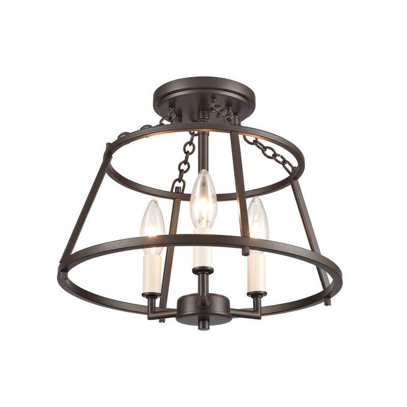 Atlas Lighting Joanie 13in 3-Light Semi Flush Mount | Transitional Old Bronze Metal | Entryway & Hallway | 13 x 13 x 11.75 in | Model CL11895-BZ