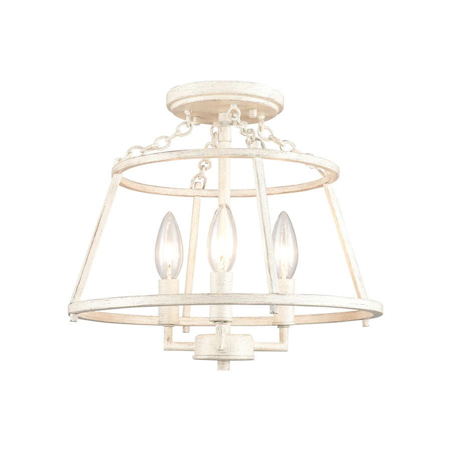 Atlas Lighting Joanie 13'' Wide 3Lt Semi Flush Mount, Antique White