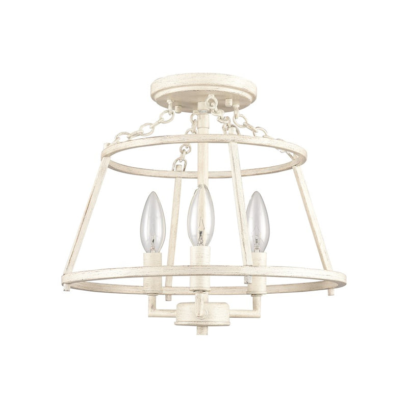 Atlas Lighting Joanie 13in 3-Light Semi Flush Mount | Transitional Antique White Metal | Entryway & Hallway | 13 x 13 x 11.75 in | Model CL11895-WH