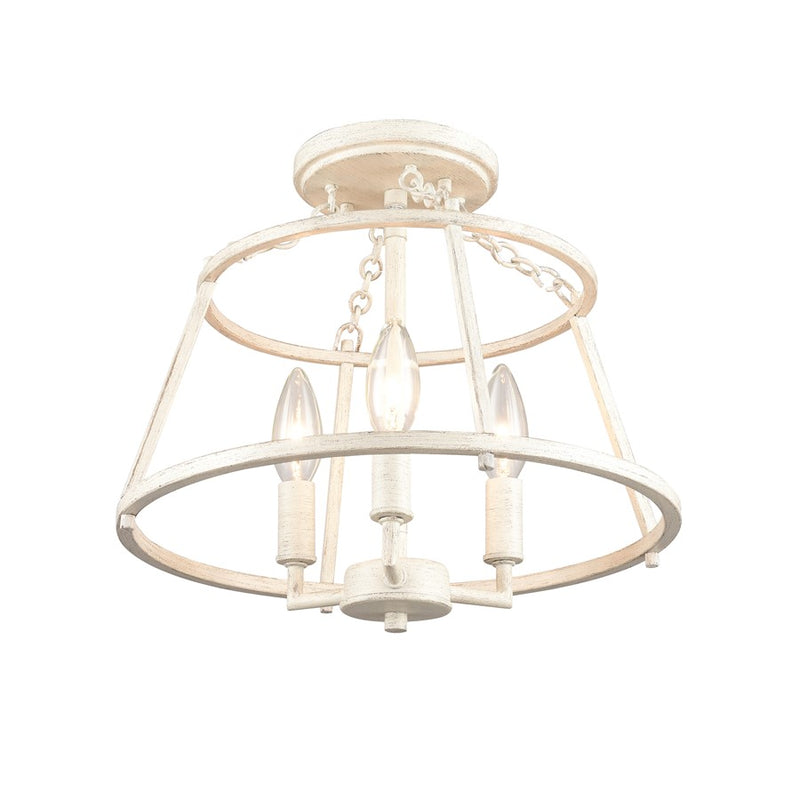 Atlas Lighting Joanie 13in 3-Light Semi Flush Mount | Transitional Antique White Metal | Entryway & Hallway | 13 x 13 x 11.75 in | Model CL11895-WH