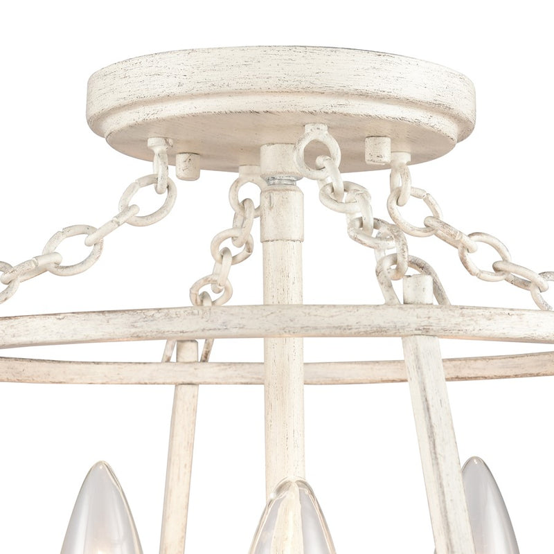 Atlas Lighting Joanie 13in 3-Light Semi Flush Mount | Transitional Antique White Metal | Entryway & Hallway | 13 x 13 x 11.75 in | Model CL11895-WH
