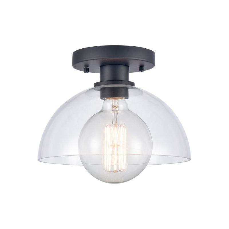 Atlas Lighting Julian 10in 1-Light Semi Flush Mount | Transitional Matte Black and Clear Glass | Entryway & Hallway | Model CL11896-BK