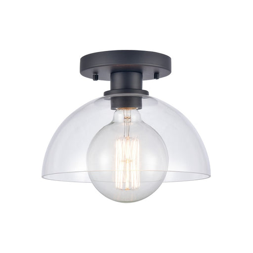 Atlas Lighting Julian 10'' Wide 1Lt Semi Flush Mount, Black/Clear