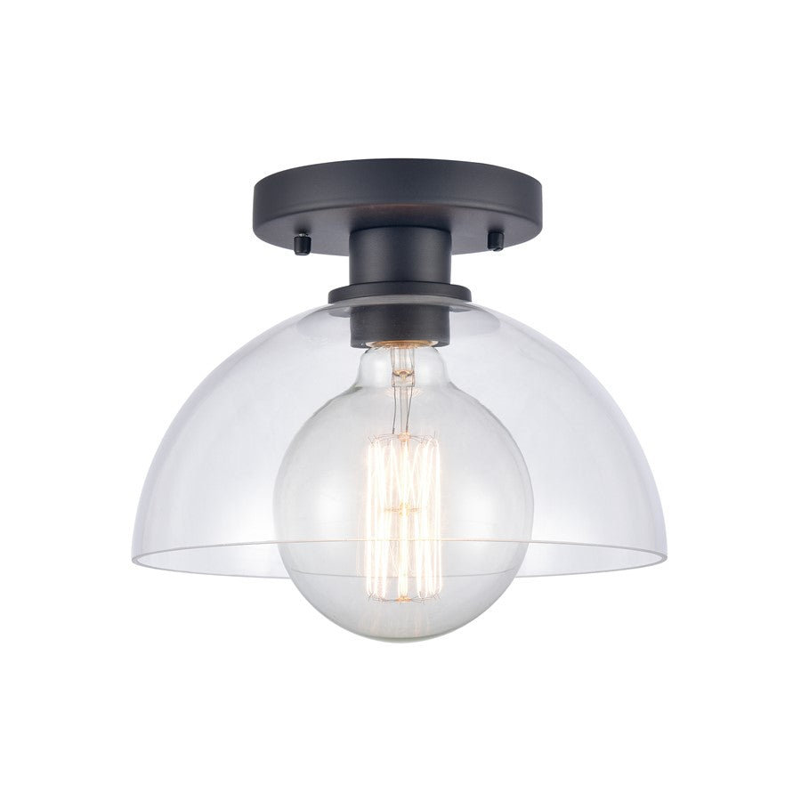 Atlas Lighting Julian 10'' Wide 1Lt Semi Flush Mount, Black/Clear