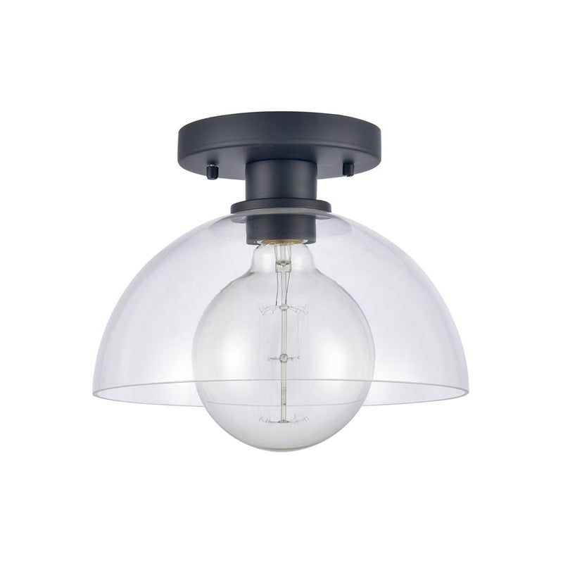 Atlas Lighting Julian 10in 1-Light Semi Flush Mount | Transitional Matte Black and Clear Glass | Entryway & Hallway | Model CL11896-BK