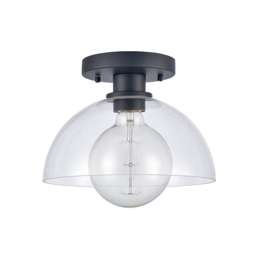 Atlas Lighting Julian 10'' Wide 1Lt Semi Flush Mount, Black/Clear