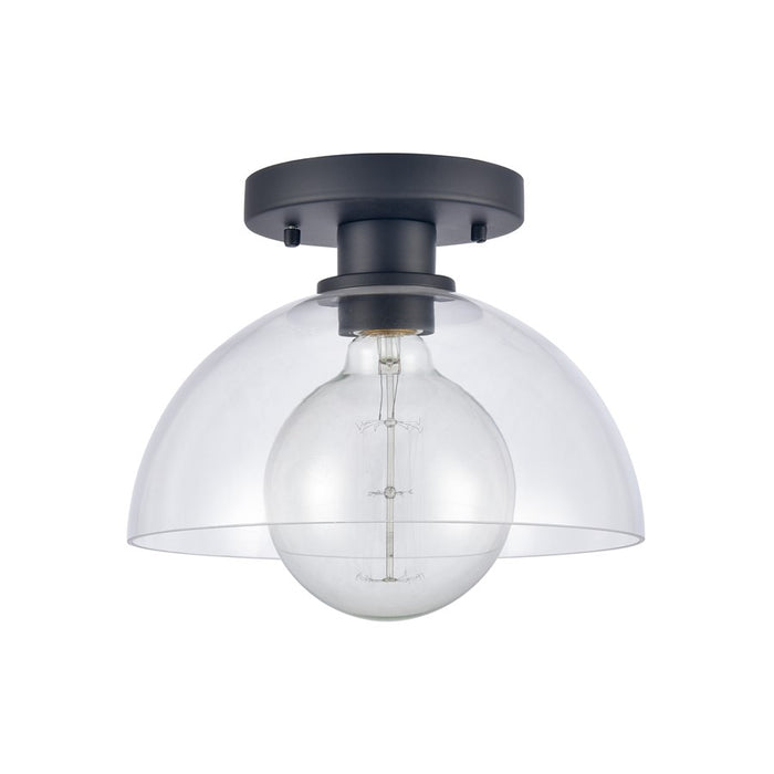 Atlas Lighting Julian 10'' Wide 1Lt Semi Flush Mount, Black/Clear