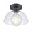 Atlas Lighting Julian 10'' Wide 1Lt Semi Flush Mount, Black/Clear