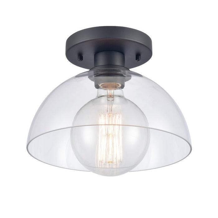 Atlas Lighting Julian 10'' Wide 1Lt Semi Flush Mount, Black/Clear