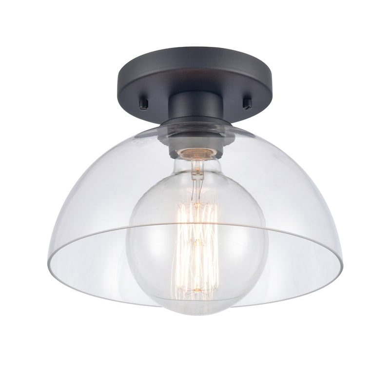 Atlas Lighting Julian 10in 1-Light Semi Flush Mount | Transitional Matte Black and Clear Glass | Entryway & Hallway | Model CL11896-BK
