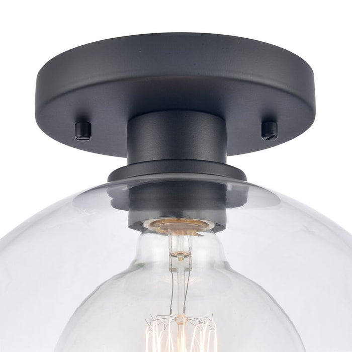Atlas Lighting Julian 10'' Wide 1Lt Semi Flush Mount, Black/Clear