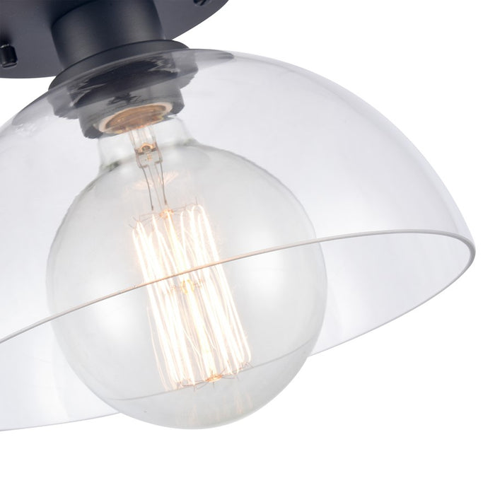 Atlas Lighting Julian 10'' Wide 1Lt Semi Flush Mount, Black/Clear