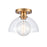Atlas Lighting Julian 10'' Wide 1Lt Semi Flush Mount, Gold/Clear