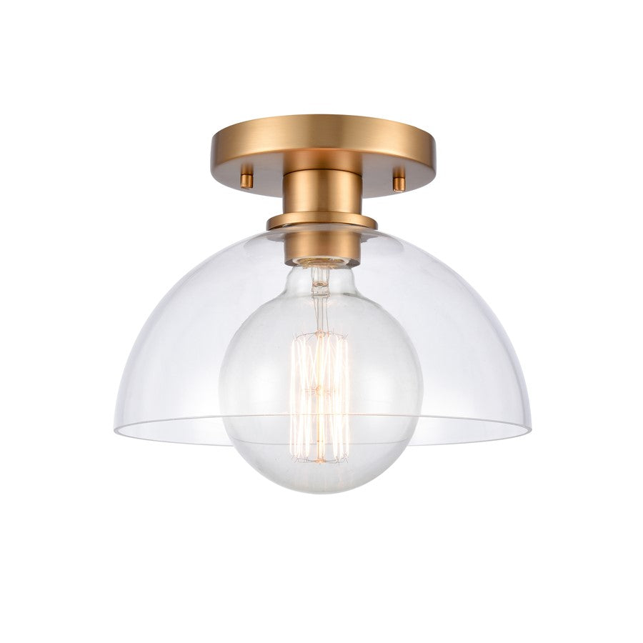 Atlas Lighting Julian 10'' Wide 1Lt Semi Flush Mount, Gold/Clear