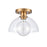 Atlas Lighting Julian 10'' Wide 1Lt Semi Flush Mount, Gold/Clear