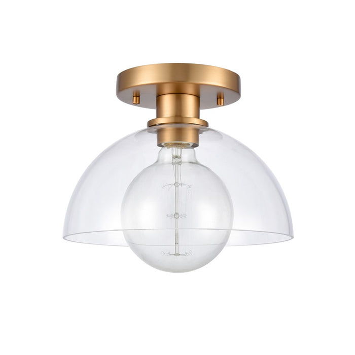 Atlas Lighting Julian 10'' Wide 1Lt Semi Flush Mount, Gold/Clear