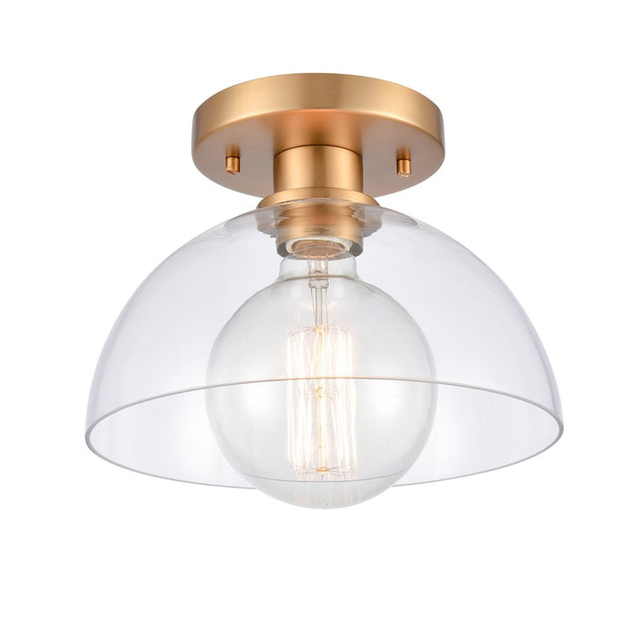 Atlas Lighting Julian 10'' Wide 1Lt Semi Flush Mount, Gold/Clear