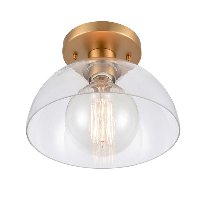 Atlas Lighting Julian 10'' Wide 1Lt Semi Flush Mount, Gold/Clear