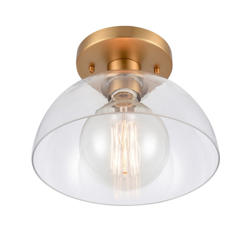 Atlas Lighting Julian 10in 1-Light Semi Flush Mount | Transitional Brushed Gold and Clear Glass | Entryway & Hallway | Model CL11896-GD