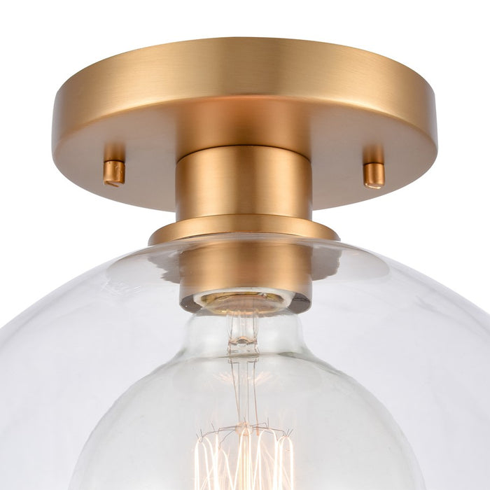 Atlas Lighting Julian 10'' Wide 1Lt Semi Flush Mount, Gold/Clear