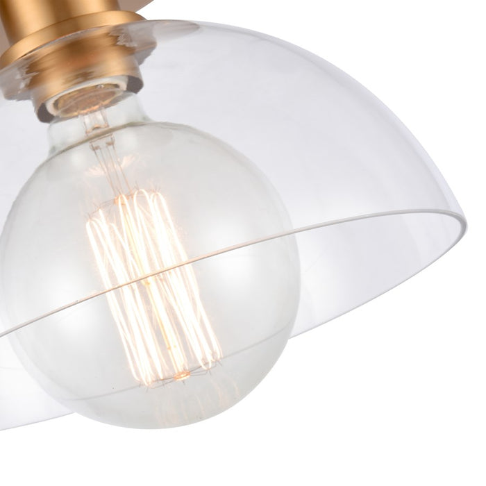 Atlas Lighting Julian 10'' Wide 1Lt Semi Flush Mount, Gold/Clear