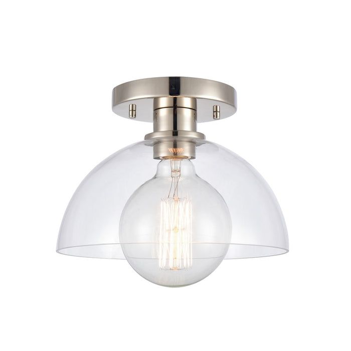 Atlas Lighting Julian 10'' Wide 1Lt Semi Flush Mount, Nickel/Clear