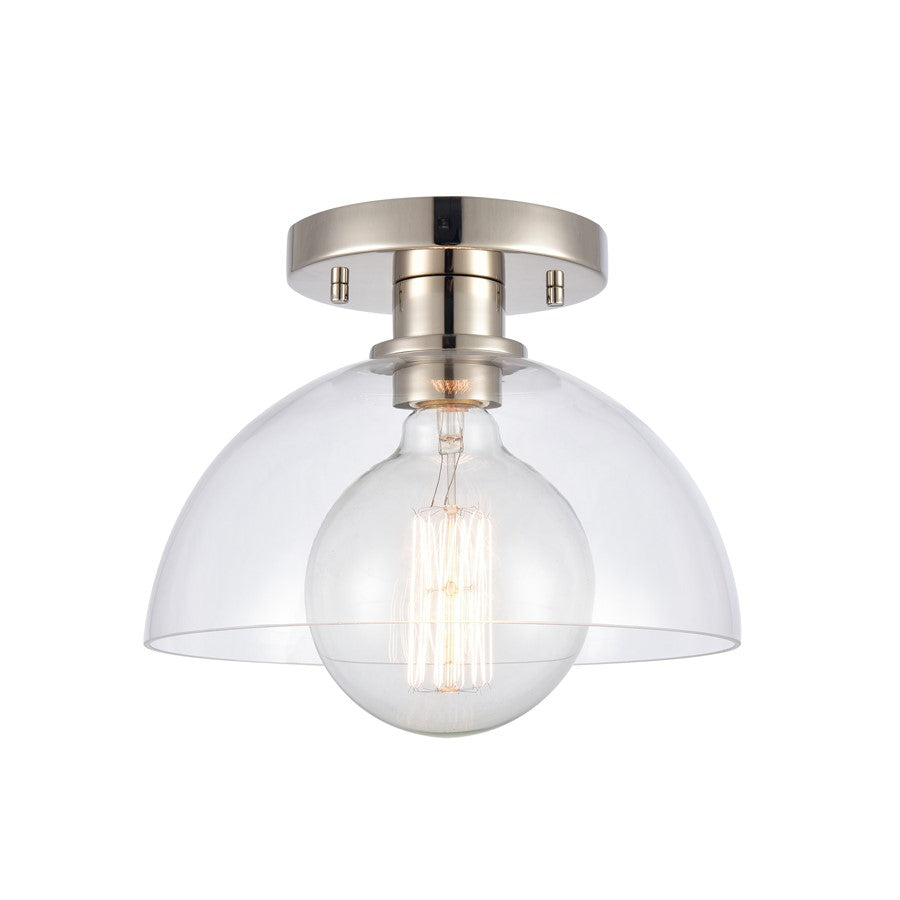 Atlas Lighting Julian 10'' Wide 1Lt Semi Flush Mount, Nickel/Clear