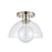 Atlas Lighting Julian 10'' Wide 1Lt Semi Flush Mount, Nickel/Clear