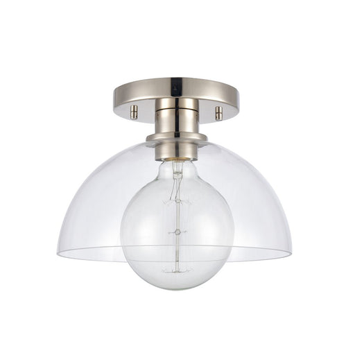 Atlas Lighting Julian 10'' Wide 1Lt Semi Flush Mount, Nickel/Clear