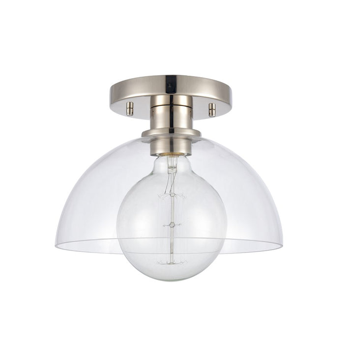 Atlas Lighting Julian 10'' Wide 1Lt Semi Flush Mount, Nickel/Clear