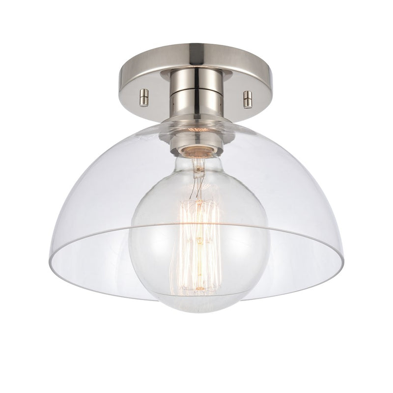 Atlas Lighting Julian 10'' Wide 1Lt Semi Flush Mount, Nickel/Clear