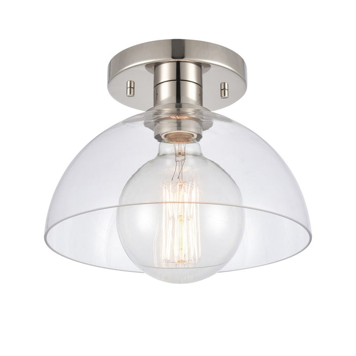 Atlas Lighting Julian 10'' Wide 1Lt Semi Flush Mount, Nickel/Clear