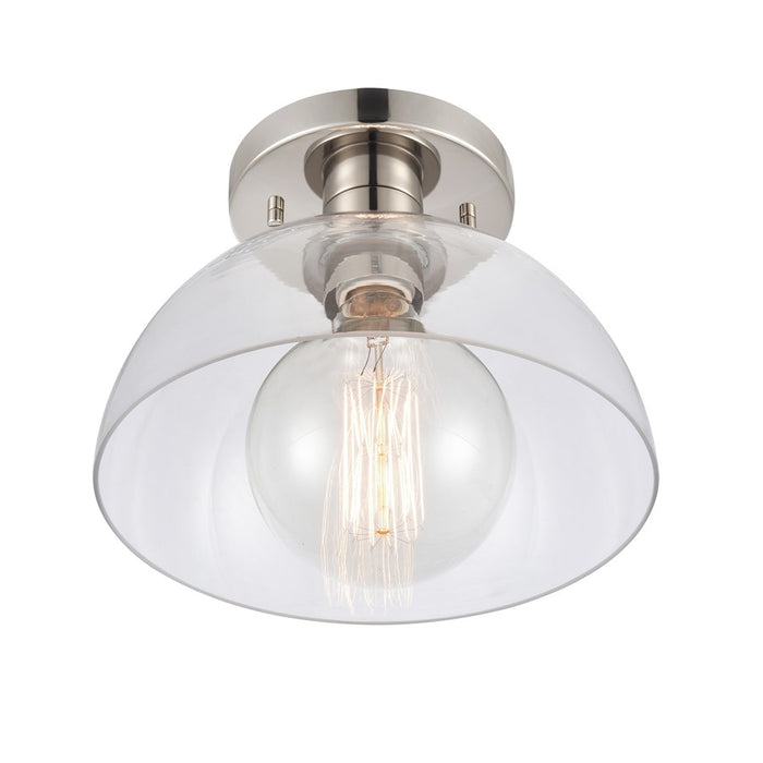 Atlas Lighting Julian 10'' Wide 1Lt Semi Flush Mount, Nickel/Clear