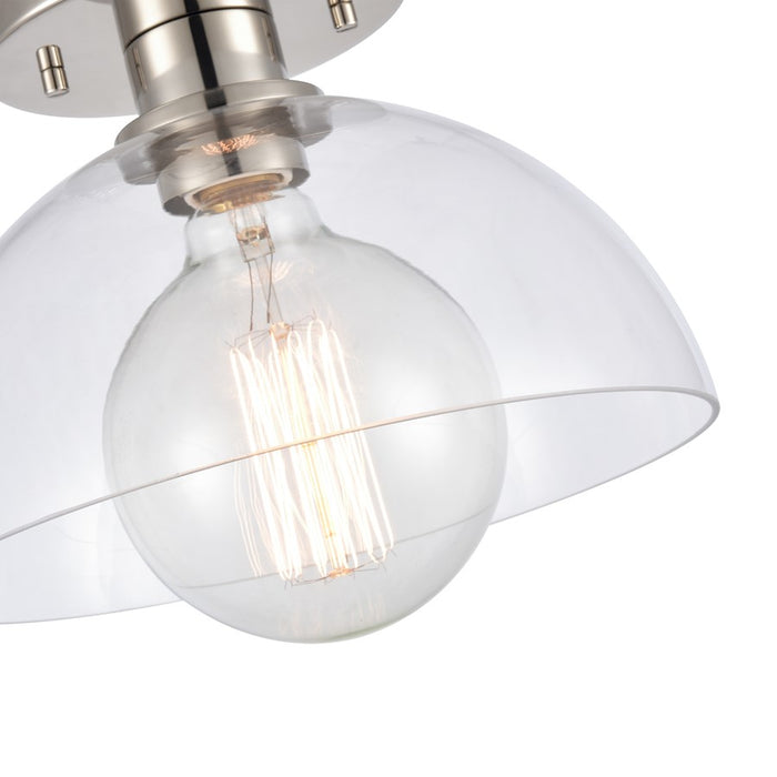 Atlas Lighting Julian 10'' Wide 1Lt Semi Flush Mount, Nickel/Clear