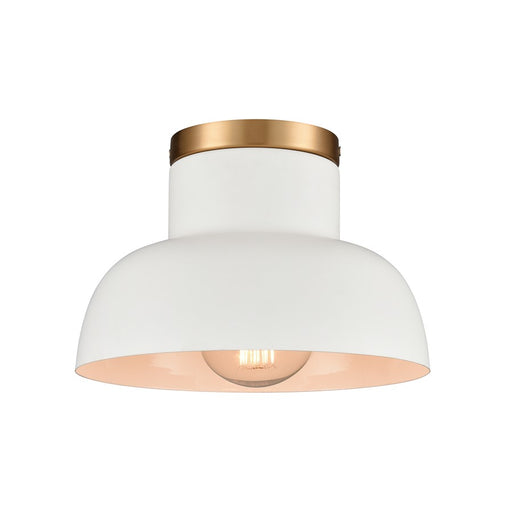Atlas Lighting Lewellen 10'' Wide 1Lt Semi Flush Mount, White/White