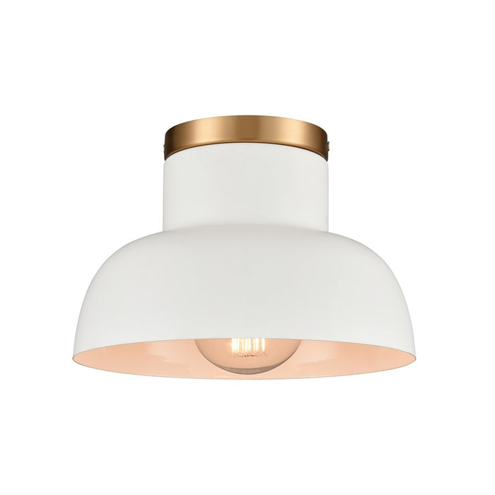 Atlas Lighting Lewellen 10'' Wide 1Lt Semi Flush Mount, White/White