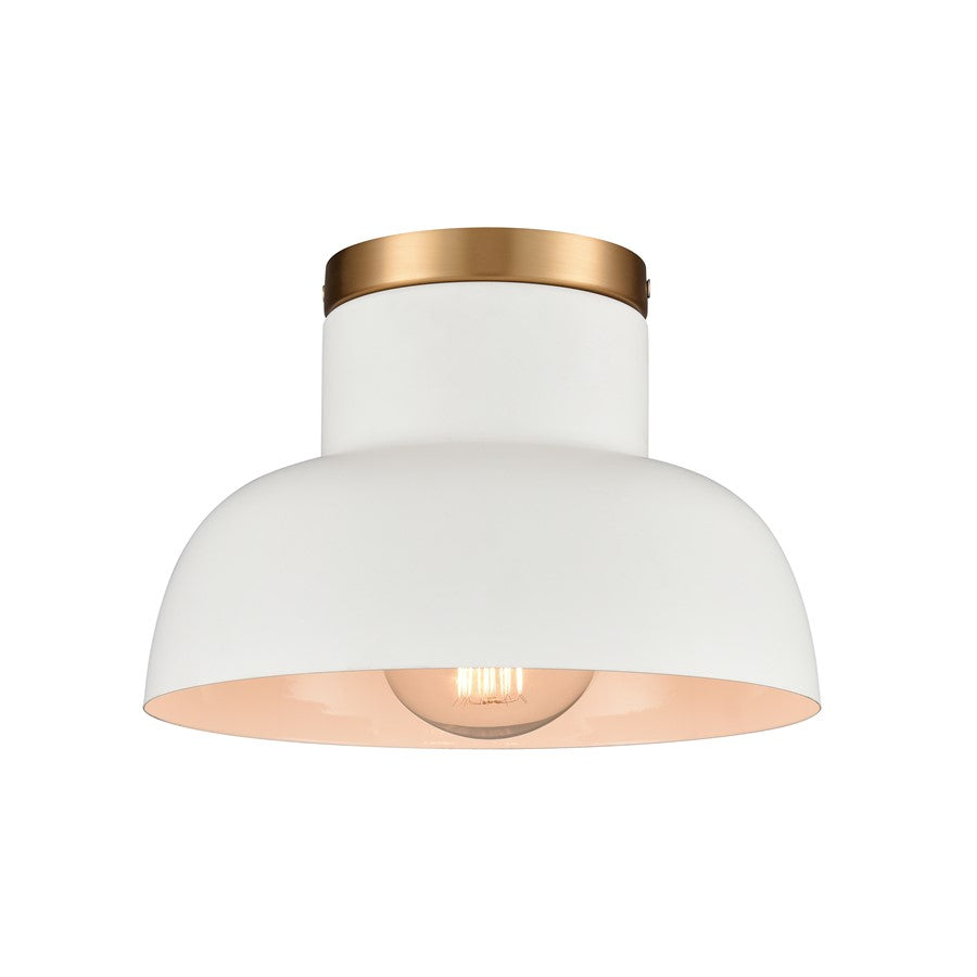 Atlas Lighting Lewellen 10'' Wide 1Lt Semi Flush Mount, White/White