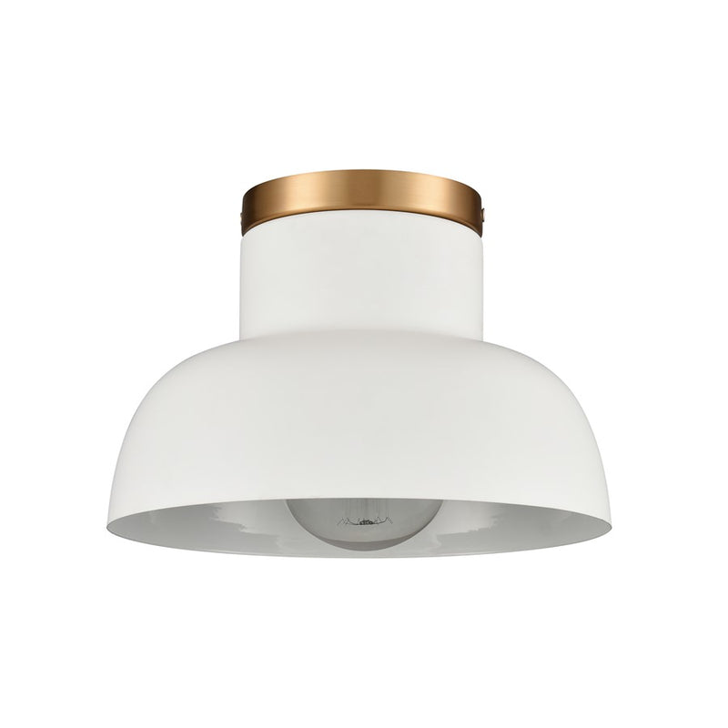 Atlas Lighting Lewellen 10in 1-Light Semi Flush Mount | Modern Matte White and Brushed Gold | Entryway & Hallway | Model CL11897-WH