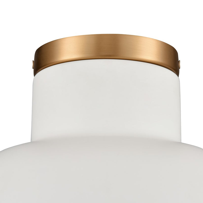 Atlas Lighting Lewellen 10in 1-Light Semi Flush Mount | Modern Matte White and Brushed Gold | Entryway & Hallway | Model CL11897-WH